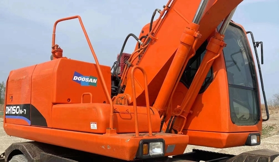 Подержанный экскаватор на колесах DOOSAN DX140W-7 с оригинальной краской и двигателем Cummins мощностью 112 кВт
