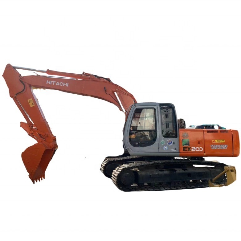 Подержанный экскаватор Hitachi EX200-3 в хорошем рабочем состоянии по доступной цене с красным цветом